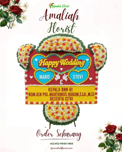 Karangan Papan Bunga Pernikahan di Boyo